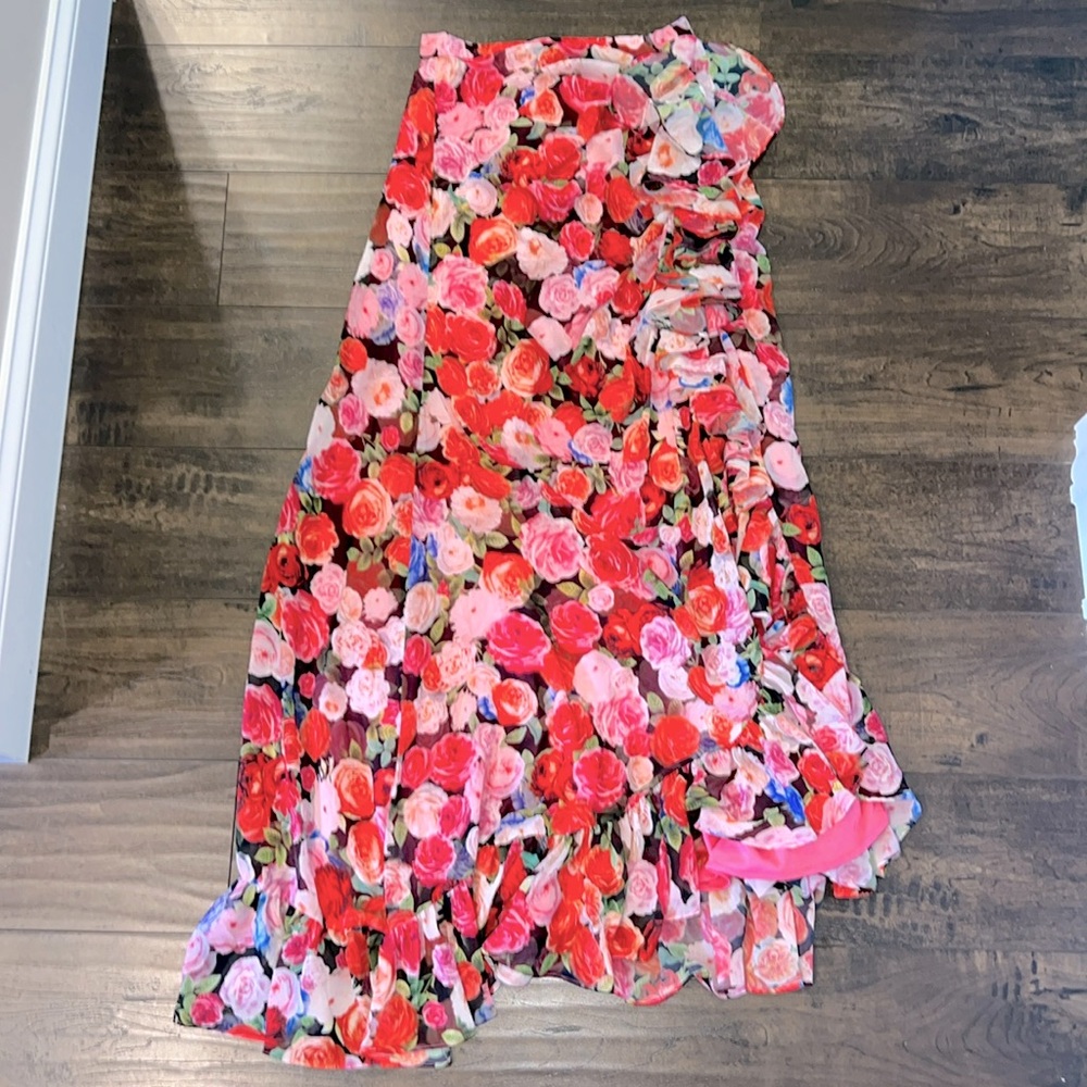 NWOT Ieena for Mac Duggal Floral Ruffle Maxi Skirt